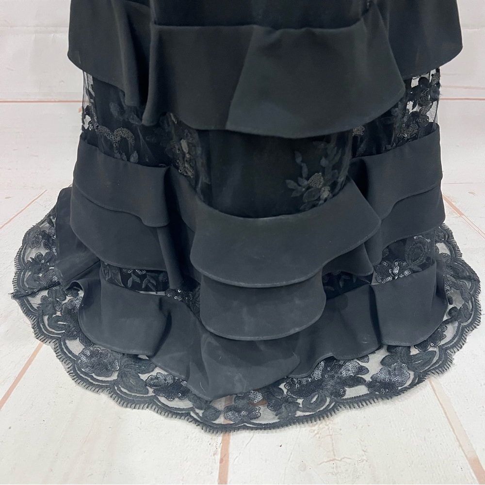 Laundry Shelli Segal Tiered Lace Sequin Cocktail Maxi Prom Dress Evening Gown - Picture 12 of 16